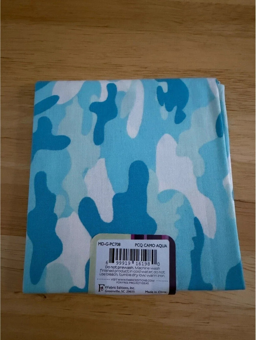 Fabric Editions Aqua Camo Fat Quarter 18in x 21in Fabric